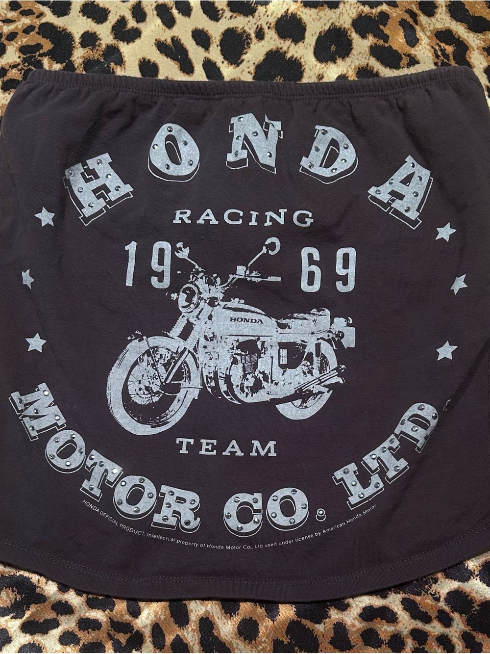 Honda Motor Co. Ltd. Gray Graphic Tube Top with Rhinestones